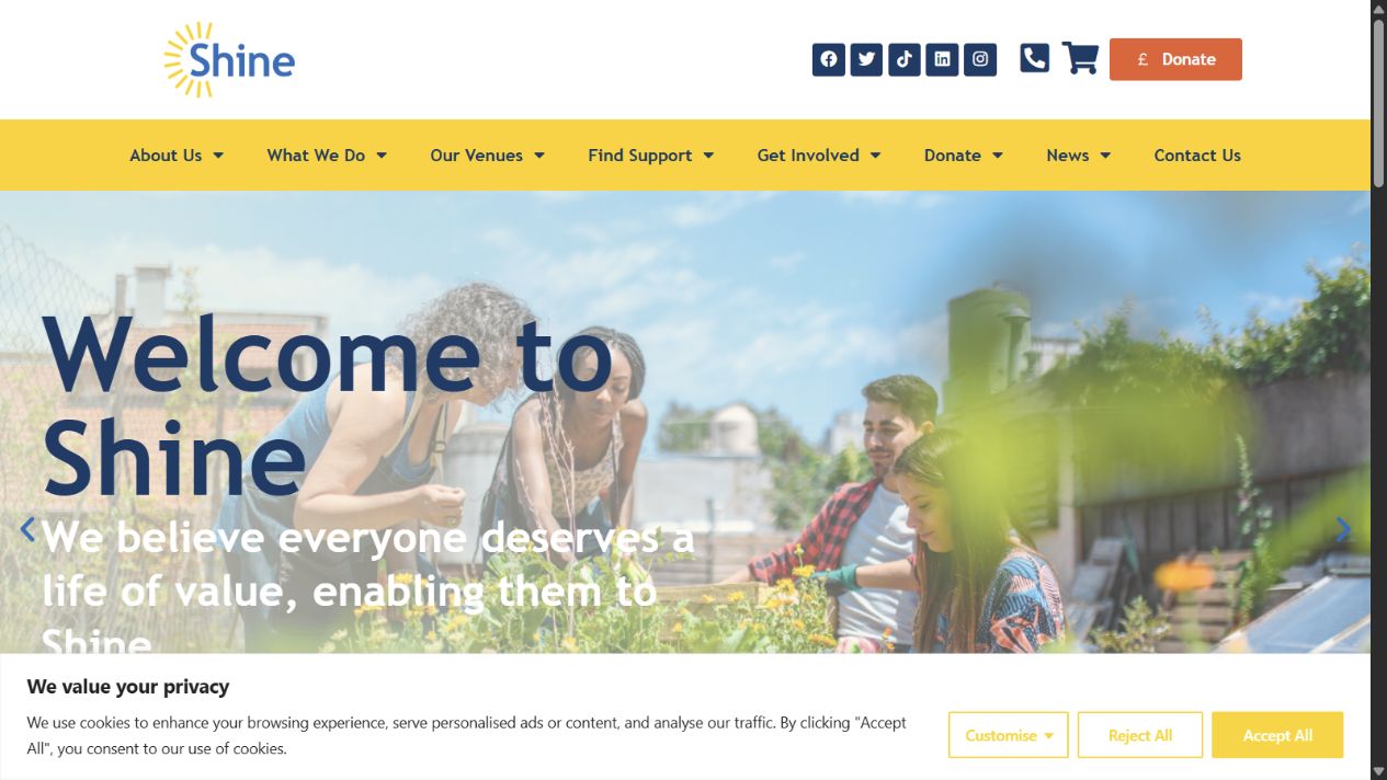 Shine Lincolnshire website homepage